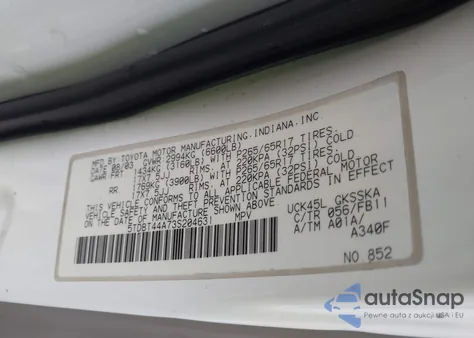 2003 Toyota Sequoia Sr5 V8 из США, поврежденный, VIN 5TDBT44A73S204631